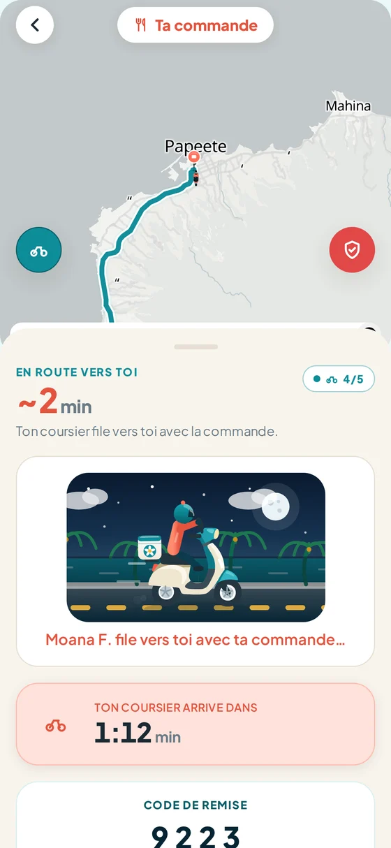 Suivi du coursier en route vers le client