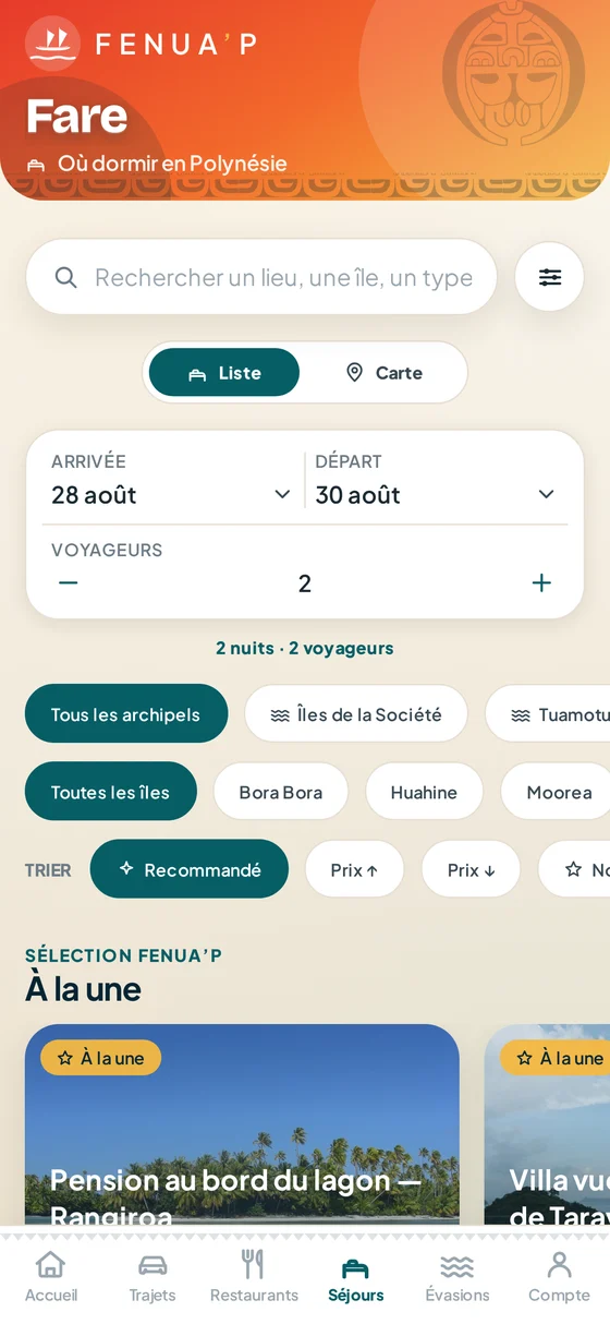 Service Séjours — Fenua’p