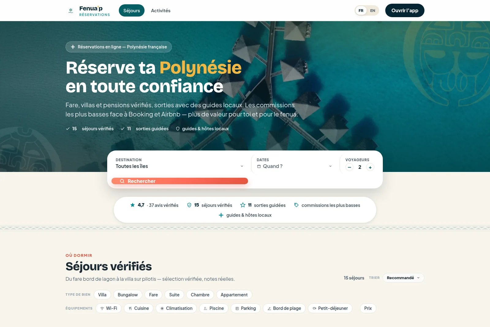 Accueil — la réservation en ligne